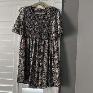 Floral printed smocked mini dress
